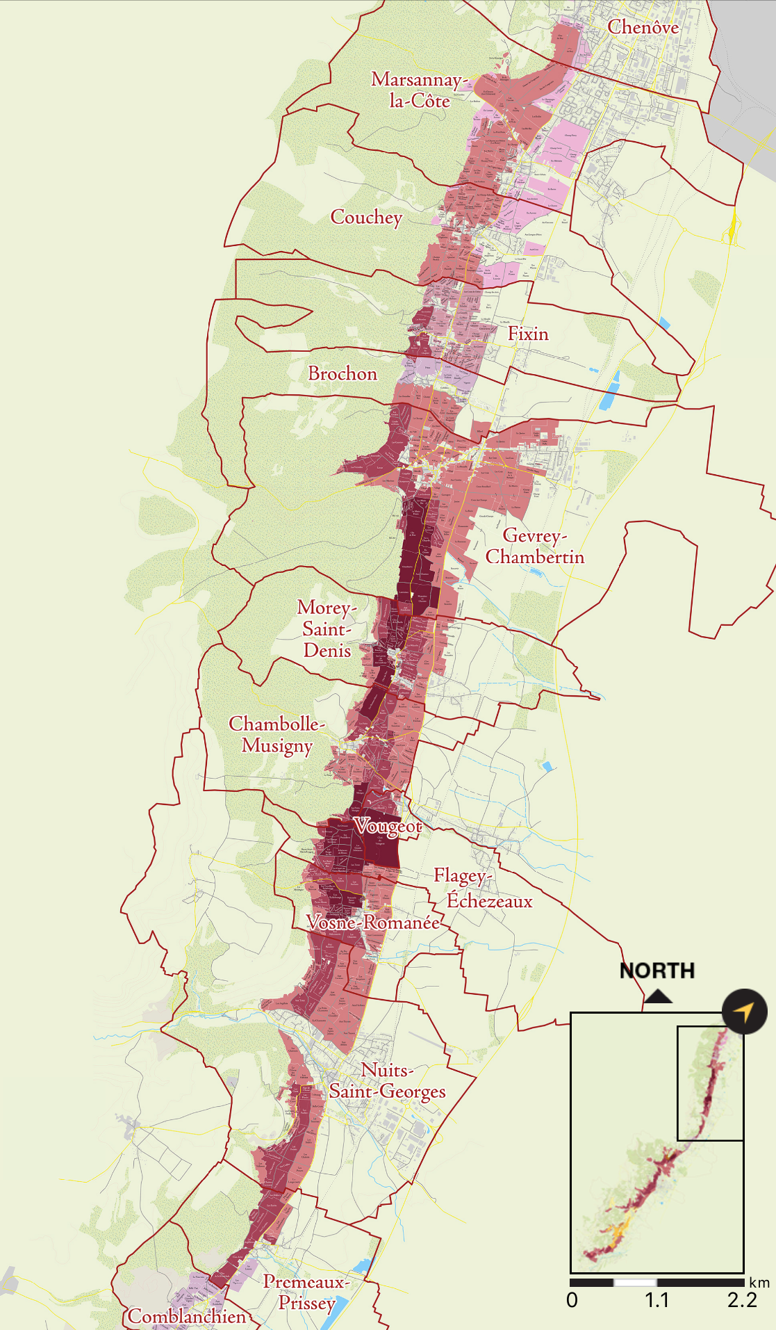 Cote De Nuits Map